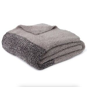 Barefoot Dreams CozyChic Luxe Heathered Stripe Gray Throw Blanket Pewter/Black